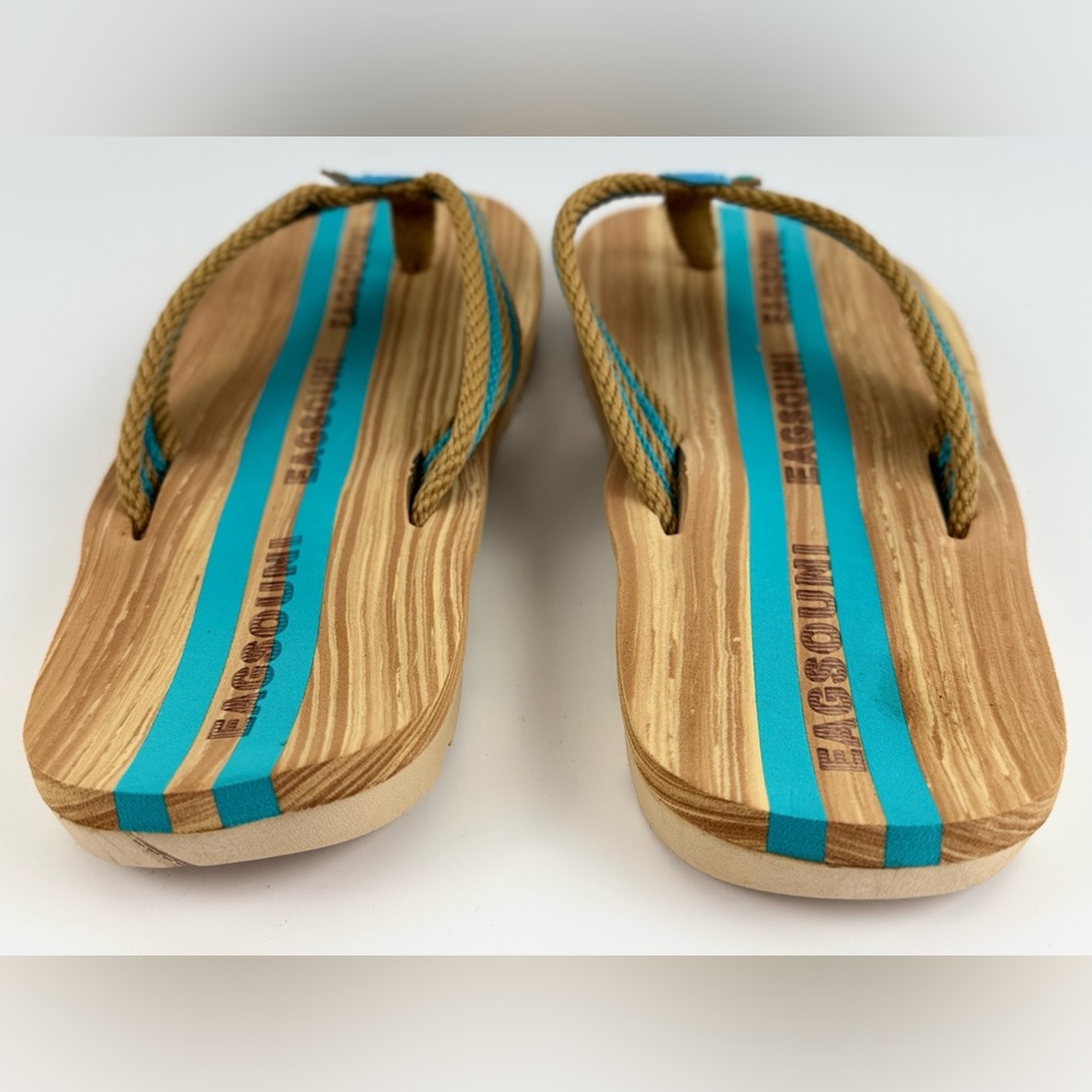 Eagsouni  Unisex Flip Flops, Casual Comfort Thong Sandals Tan/Blue Size 41 - Picture 5 of 11